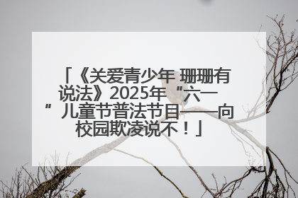 《关爱青少年 珊珊有说法》2025年“六一”儿童节普法节目——向校园欺凌说不！