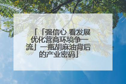 「强信心 看发展 优化营商环境争一流」一瓶胡麻油背后的产业密码
