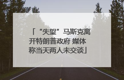“失望”马斯克离开特朗普政府 媒体称当天两人未交谈