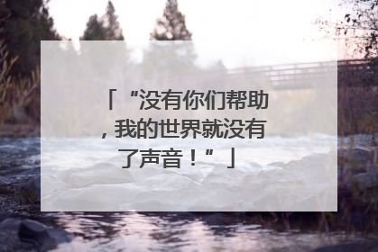 “没有你们帮助，我的世界就没有了声音！”