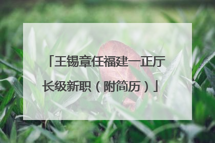 王锡章任福建一正厅长级新职（附简历）