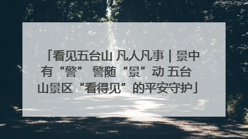 看见五台山 凡人凡事｜景中有“警” 警随“景”动 五台山景区“看得见”的平安守护