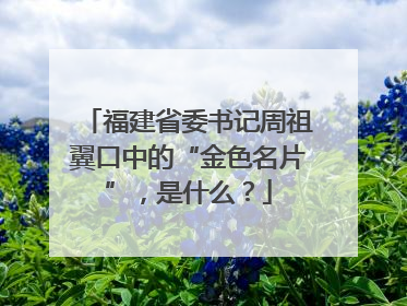 福建省委书记周祖翼口中的“金色名片”，是什么？