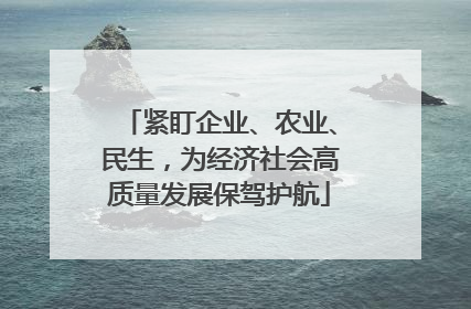 紧盯企业、农业、民生，为经济社会高质量发展保驾护航