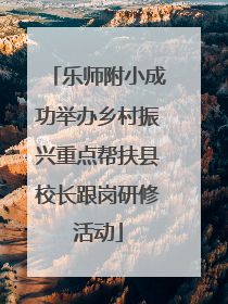 乐师附小成功举办乡村振兴重点帮扶县校长跟岗研修活动