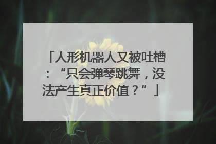 人形机器人又被吐槽：“只会弹琴跳舞，没法产生真正价值？”