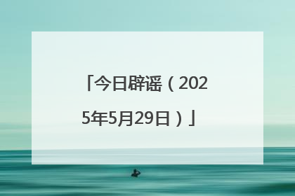 今日辟谣（2025年5月29日）