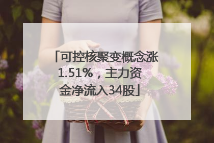 可控核聚变概念涨1.51%，主力资金净流入34股