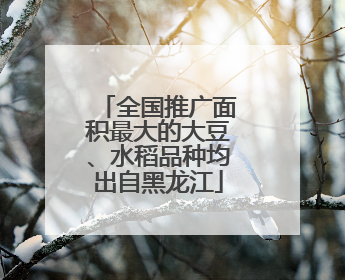 全国推广面积最大的大豆、水稻品种均出自黑龙江