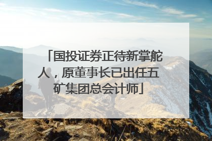 国投证券正待新掌舵人，原董事长已出任五矿集团总会计师