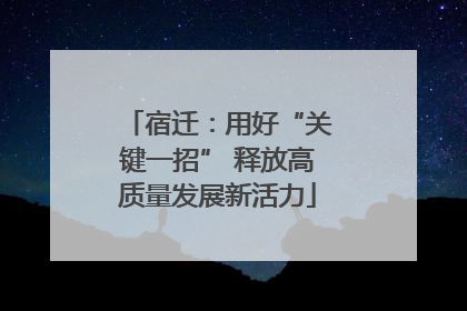 宿迁：用好“关键一招” 释放高质量发展新活力