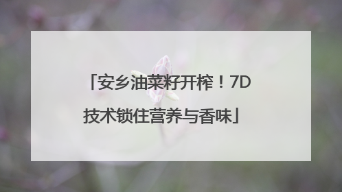 安乡油菜籽开榨！7D技术锁住营养与香味