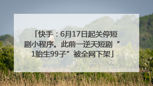 快手：6月17日起关停短剧小程序。此前一逆天短剧“1胎生99子”被全网下架