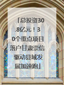 总投资30.8亿元！30个重点项目落户甘肃崇信 驱动县域发展加速跑