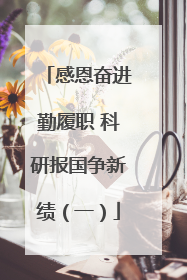 感恩奋进勤履职 科研报国争新绩（一）