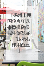 扬州市属国企今年以来稳投资保民生促发展，“压舱石”作用凸显