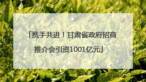 携手共进！甘肃省政府招商推介会引资1001亿元