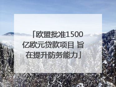 欧盟批准1500亿欧元贷款项目 旨在提升防务能力