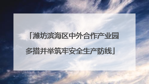 潍坊滨海区中外合作产业园多措并举筑牢安全生产防线