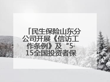 民生保险山东分公司开展《信访工作条例》及“5·15全国投资者保护宣传日”活动