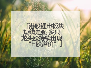 港股锂电板块短线走强 多只龙头股持续出现“H股溢价”