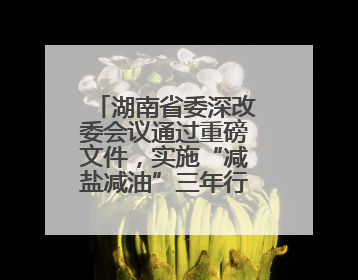 湖南省委深改委会议通过重磅文件，实施“减盐减油”三年行动计划！