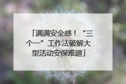 满满安全感！“三个一”工作法破解大型活动安保难题