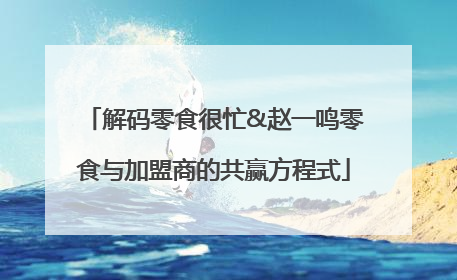 解码零食很忙&赵一鸣零食与加盟商的共赢方程式