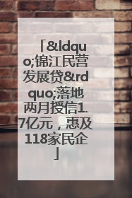 “锦江民营发展贷”落地两月授信1.7亿元，惠及118家民企