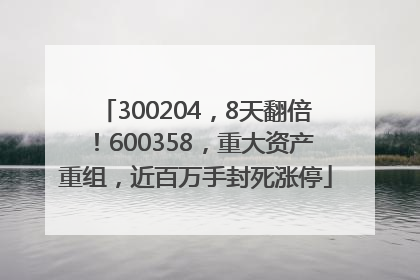 300204，8天翻倍！600358，重大资产重组，近百万手封死涨停