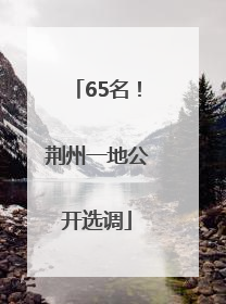 65名！荆州一地公开选调